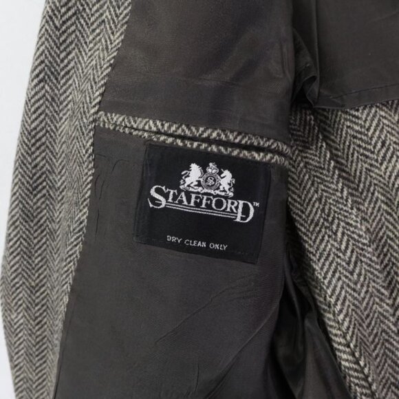 Stafford Sport Jacket Mens 42 L Herringbone Tweed Sport Jacket Wool - Picture 8 of 10